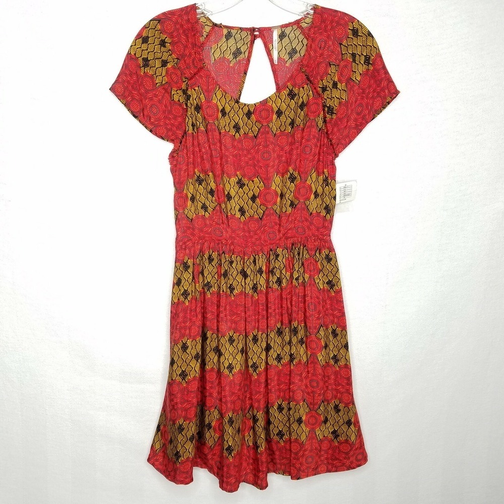 Free People NWT Dress Fit and Flare Cutout Back‎ Geometric Size XS TPB14P